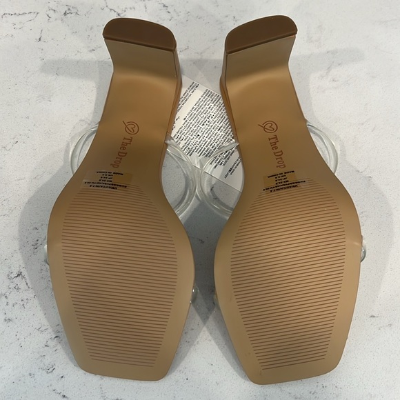 NWT - The Drop Avery Square Toe 2 Strap High Heeled Sandal - Tan / Clear - 7.5 - Picture 14 of 16